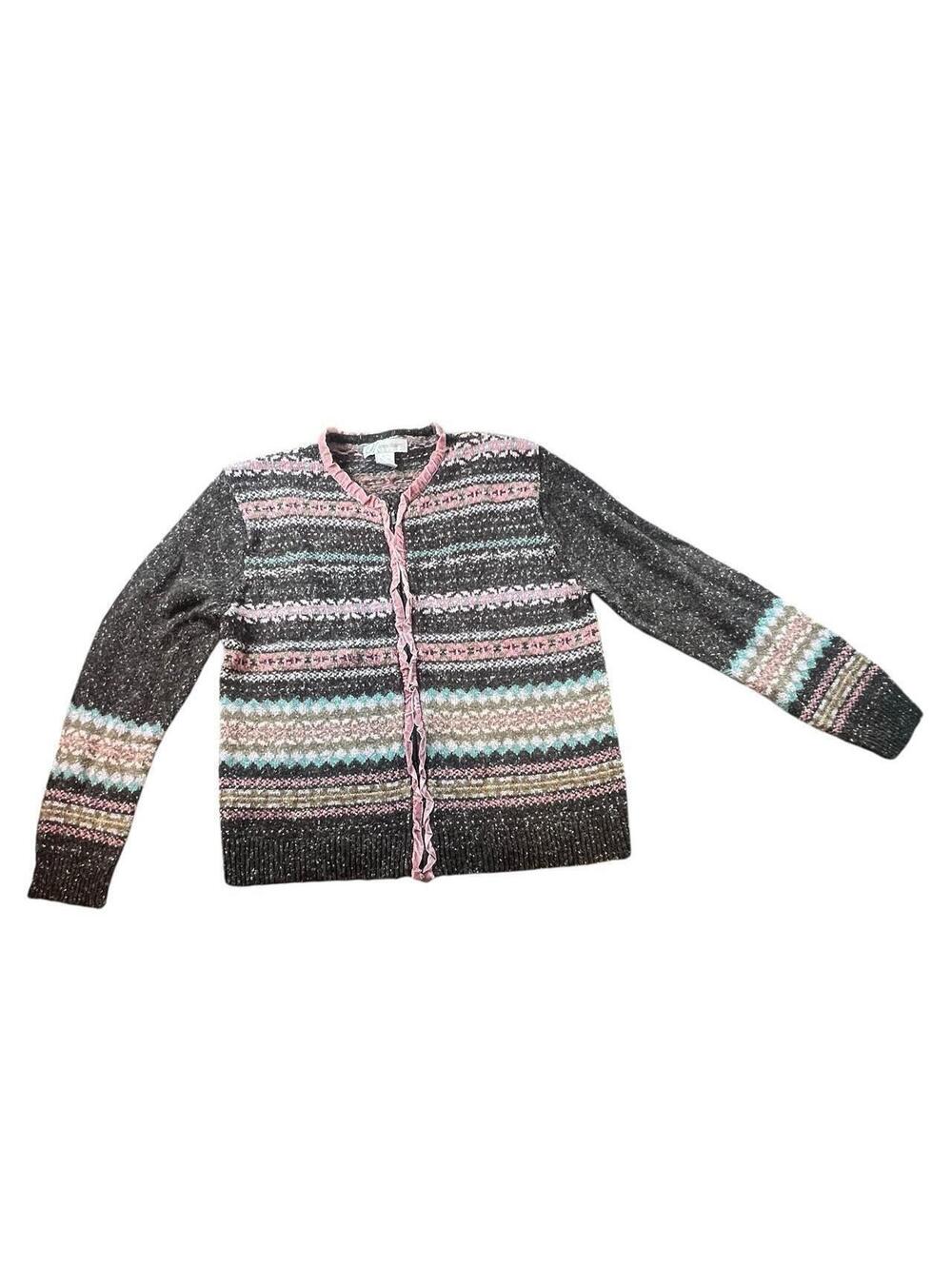 Retro Pink Fair Aisle Knitted Zip Up Cardigan